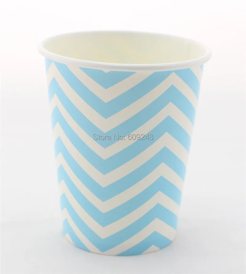 

60pcs 90Z Baby Shower Wedding Birthday Party Blue Chevron Paper Cups Drinking Wholesale,3 Days Delivery on Orders over $100