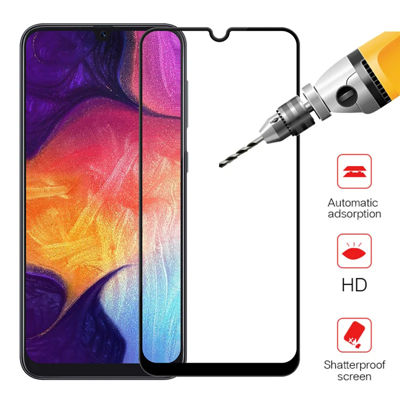 Защитное стекло для Samsung Galaxy A50 полное покрытие защита экрана закаленное на sumsung a