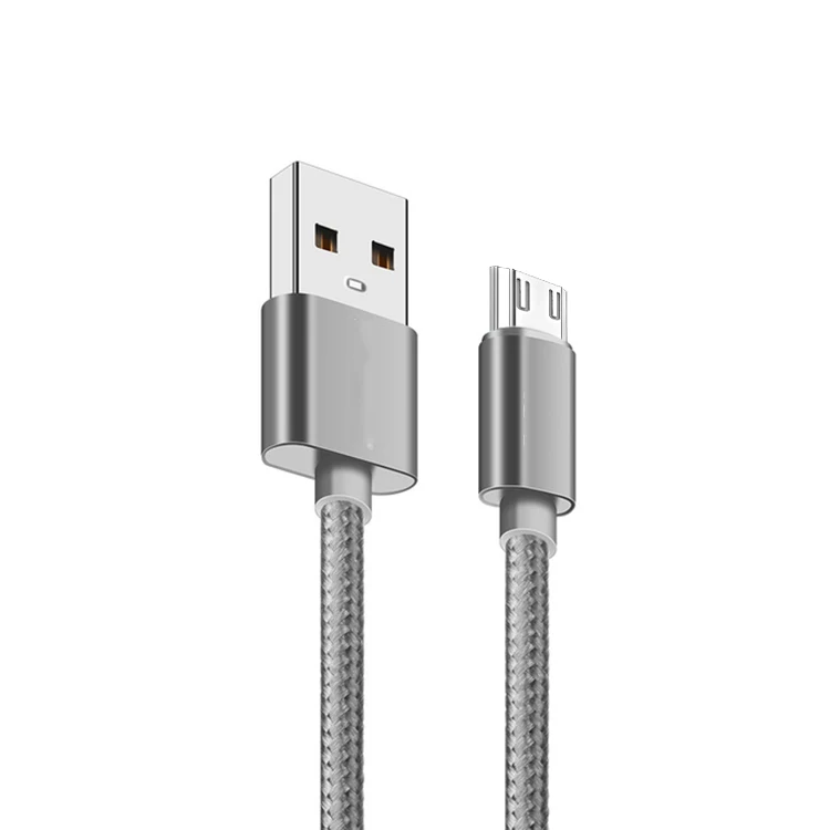 Silver GUSGU, Micro USB кабель для мобильного телефона, Usb 2,0, кабель для быстрой зарядки и передачи данных, длинный, 2 м, 1 м, 0,25 для samsung, huawei, xiaomi - Цвет: Silver