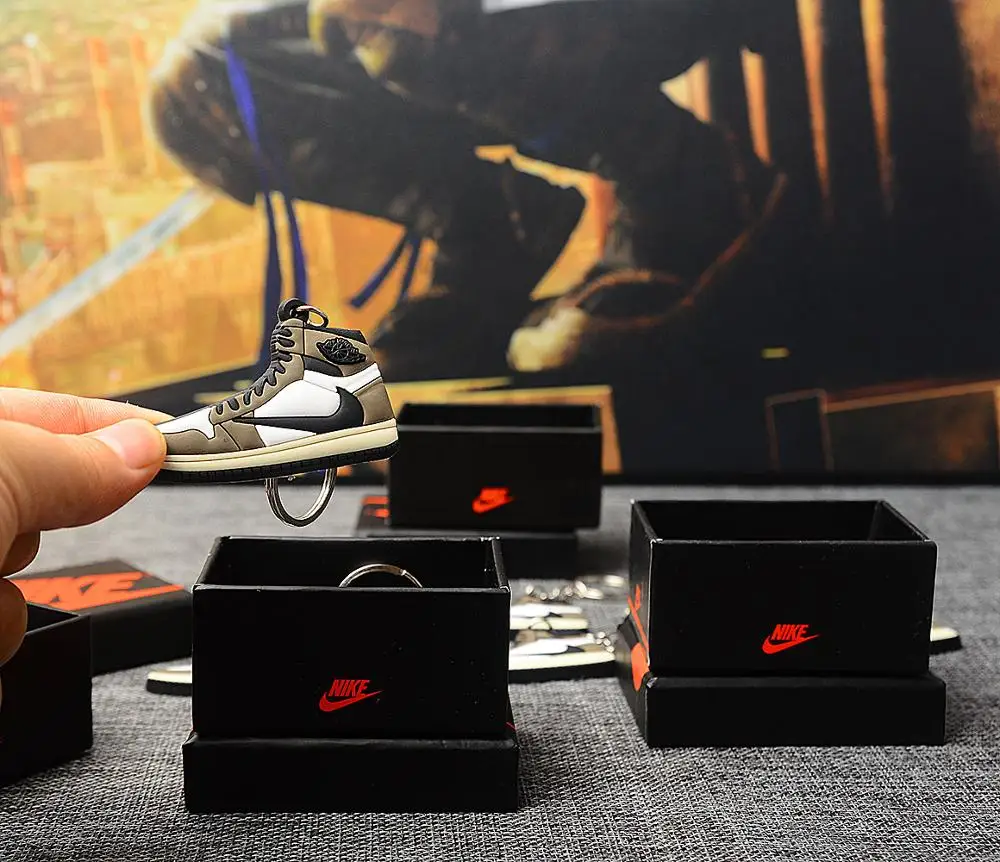Индивидуальный DIY Jordan Air Jordan 1 2D резиновая модель кроссовок Брелок сумка коробка кулон пара Кукла аксессуар