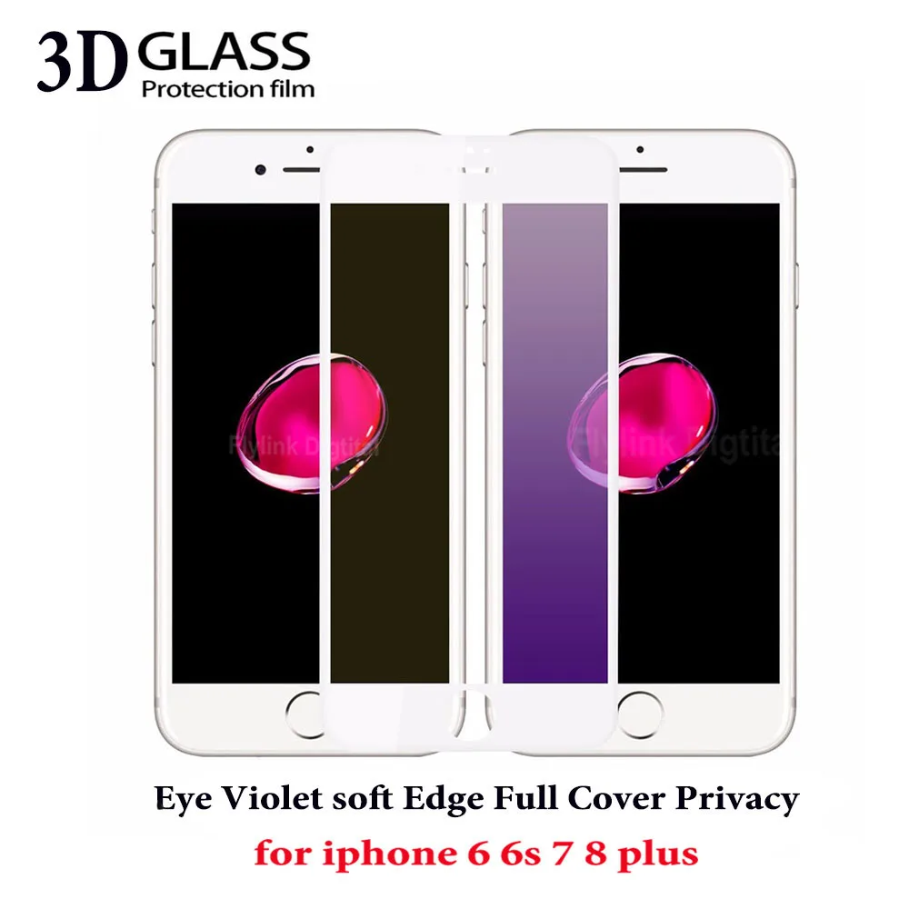 3D изогнутый край Полное покрытие Blu Ray Eye для iPhone 6 7 Защита экрана закаленное