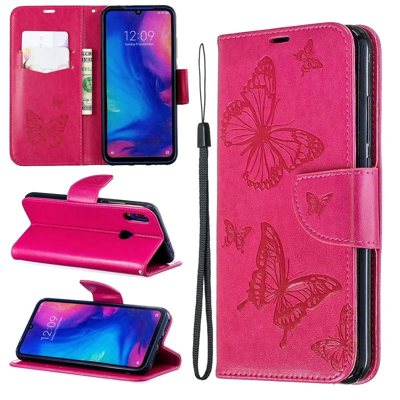 Чехол-книжка с бабочкой для Xiao mi Red mi Note 7 Pro 8 8A 8t 10 Pro, кожаный чехол-книжка Red mi 7 7A 6A K20 mi 9t CC9 RRO