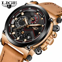 lige fashion men watches top brand luxury casual quartz sport watch men waterproof leather military wristwatch relogio masculino