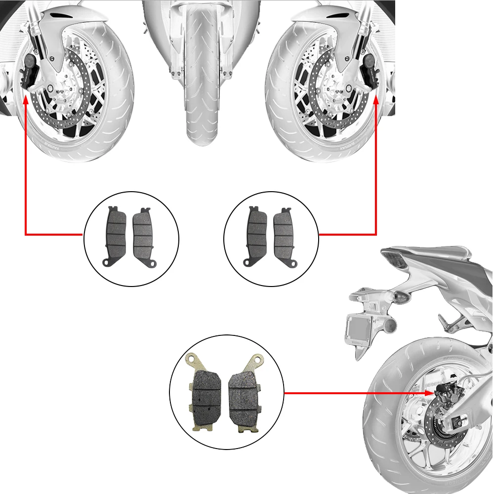 Sclmoto 3 пары для Honda NC700X 2012 2013 2014 2015 Комплект тормозных колодок передних и задних