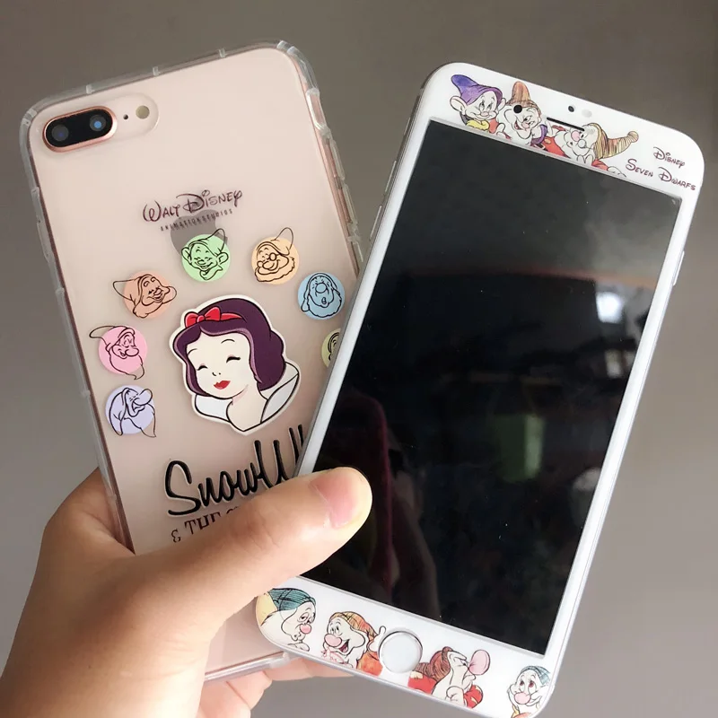 Для iPhone 8 8plus Белоснежка Принцесса Чехлы и пленка для экрана из закаленного стекла