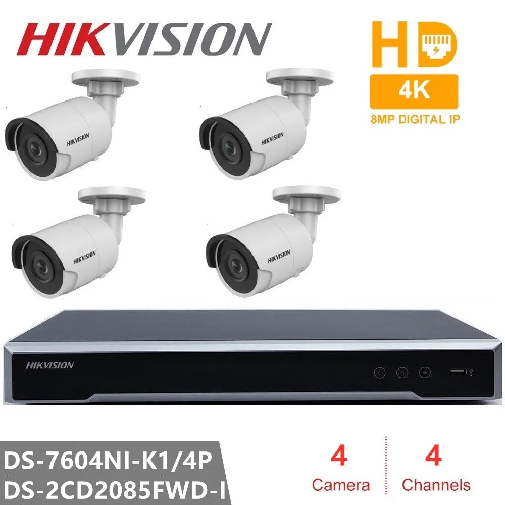 Камера видеонаблюдения Hikvision 4 канала с портами 8 Мп POE 4K NVR H.265 МП|hikvision 4ch|hikvision