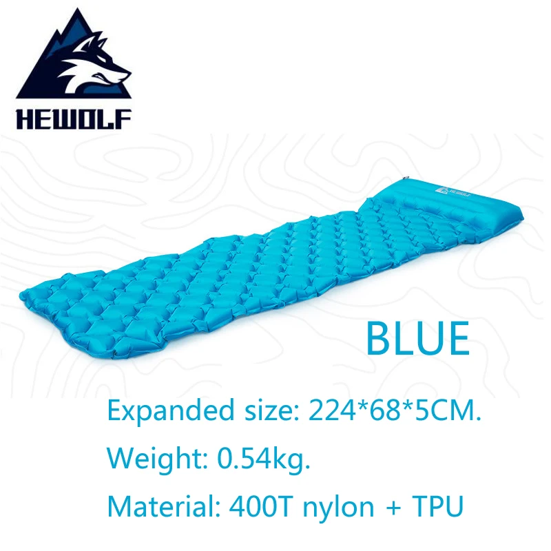 HEWOLF Outdoor Inflatable Cushion Air Mattress Portable Ultralight Bed Moistureproof Camping Mat With Pillow Sleeping Pad | Спорт и