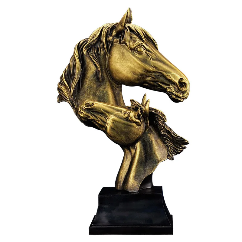 

Retro Horse Head Statues Animals Figurine Resin Art&Craft Creative American Home Decoration Living Room Ornaments R665