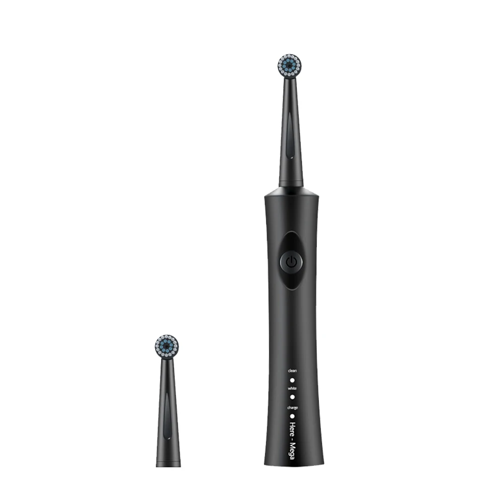 R02 black 2 heads HERE-MEGA вращающаяся электрическая зубная щетка супер водонепроницаемая перезаряжаемая зубная щетка для чистки зубов ультра звуковая зубная щетка для взрослых R02 - Цвет: R02 black 2 heads