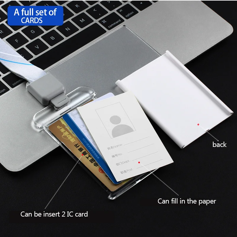 DEZHI-Fashion style Acrylic clear ID IC Card Case lowest price of work card with lanyard,can custom the LOGO,OEM!