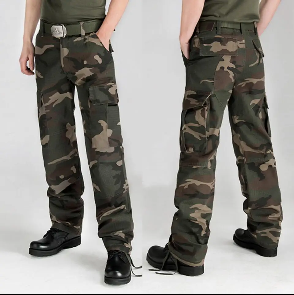 28-44 2021 New Men's Casual Pants Three-dimensional Bags Jungle Camouflage Cargo Trousers