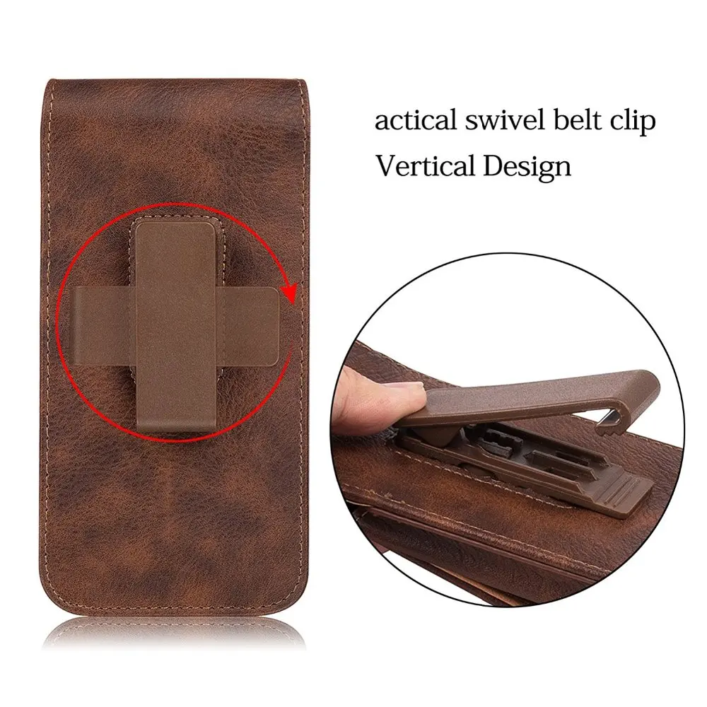 Премиум Вертикальный кожаный поворотный чехол с зажимом для ремня магнитным