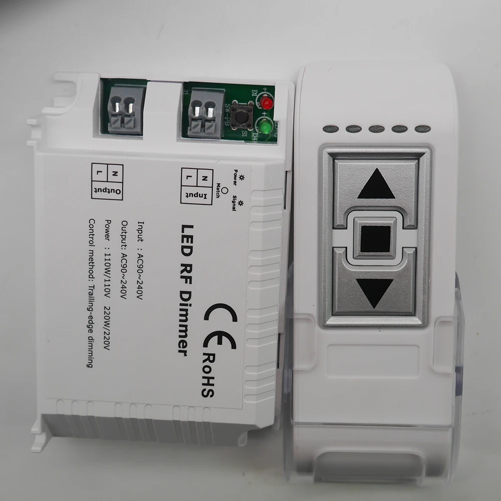 

High Voltage AC90-240V wireless LED Brightness RF Dimmer 3keys remote controller Trailing Edge Dimming For LED lights bulb DM014