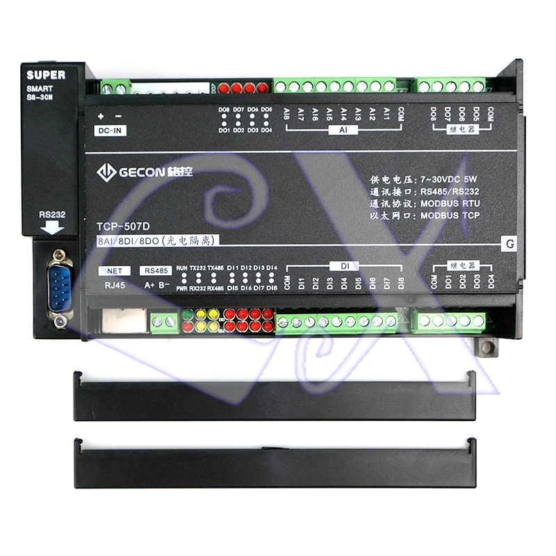 Modbus Ethernet модуль 8AI аналоговый вход 8DI цифровой 8DO нормально открытое реле выход RS485