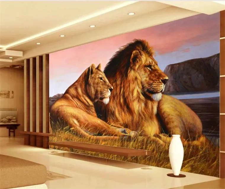 

Custom Photo Wallpaper 3D Lions Animal Mural Living Room Bedroom Background Wall Painting Modern Home Decor Wall Paper For Walls