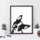 Бостонский терьер, художественный принт, подарок для любимого человека, современный черный и белый Силуэт Собаки, художественный плакат на холсте, картина, украшение для дома на стену