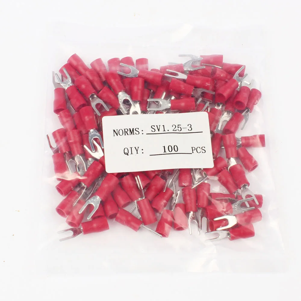 SV1.25-3 Red Вильчатый Терминала Провода Соединительный Кабель Изолированных Клемм