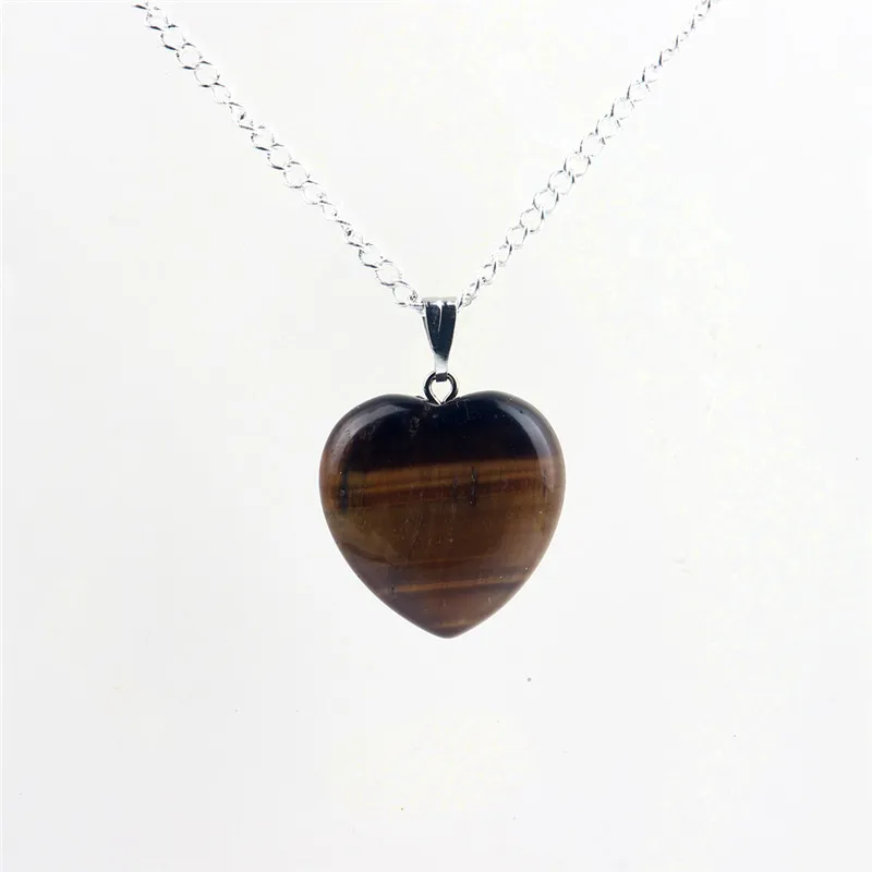 Tiger Eye Натуральный аметист кварц Opalite сердца Для женщин Цепочки и ожерелья романтические Кристальные стаканы под красное яшма Исцеления Камень Чакра рейки Модные украшения - Цвет камня: Tiger Eye