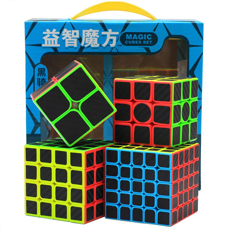 Qiyi воин W 2x2/oneplus 3/OnePlus x 3 4x4 5x5, волшебный куб, набор Скорость куб головоломка цветной нео куб 4 шт./компл. развивающая игрушка с подарочной коробкой