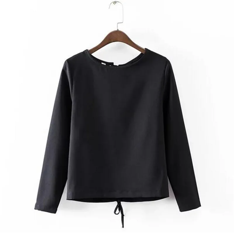 Шнуровке повязку Блузка Женщины Топы 2017 Осень рубашка с длинным рукавом рубашки