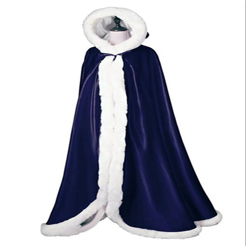 Royal blue Зимние Свадебные Accressories белая свадебная накидка, накидка с капюшоном для новобрачных со шлейфом из искусственного меха Свадебные накидки Свадебная шаль - Цвет: Royal blue