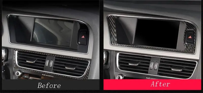 Car Styling For Audi A4 B8 A5 Carbon fiber Interior Navigation Panel Warning Lamp Frame Air conditioning Cover Sitcker RHD Right