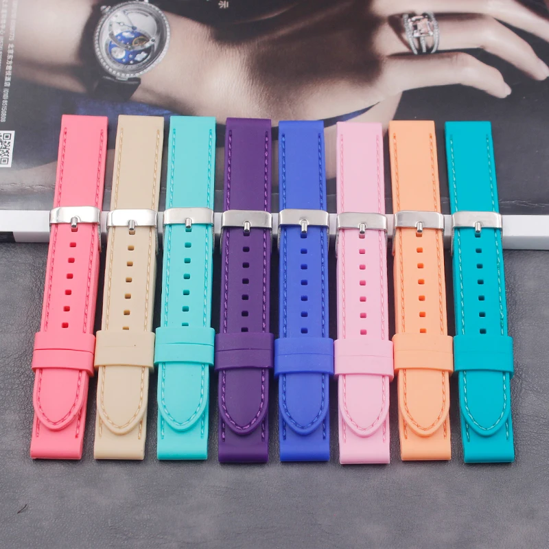 

Watch accessories silicone strap 16mm men and women models outdoor sports and leisure waterproof natural rubber strap buckle
