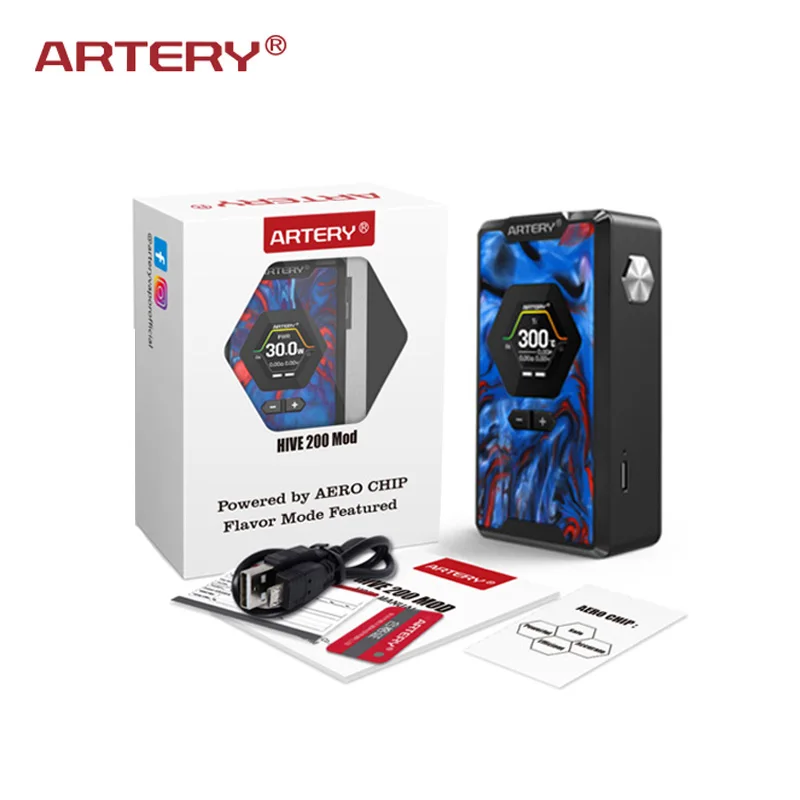 Оригинальный артерия улья TC 200 Вт коробка Vape мод питание от Двойной 18650 батареи