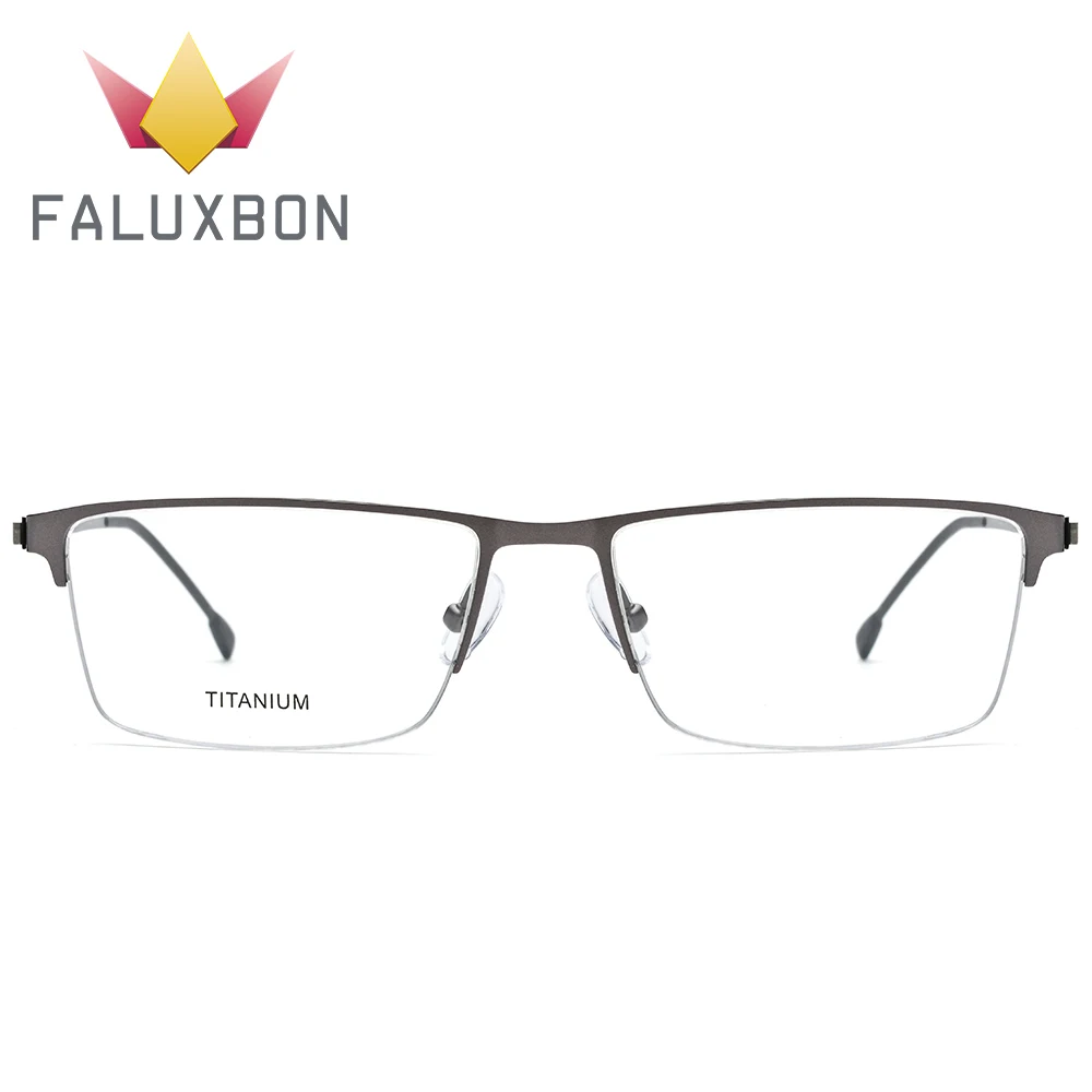 Полу прямоугольные без ободка оптический рецепт очки для мужчин Титан сплав при