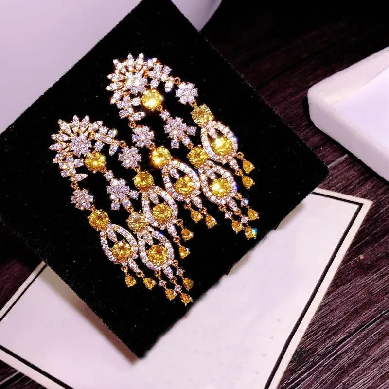 SINZRY фианит bling преувеличены кисточкой серьги-капли Творческий Элегантные вечерние свадебные серьги Свадебные ювелирные изделия подарок