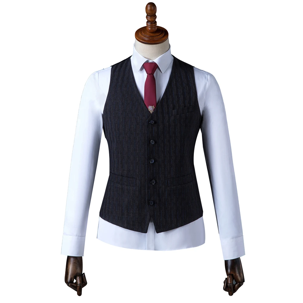 OSCN7 2019 заостренный лацкан в полоску Костюмы Под заказ Для мужчин Slim Fit Свадебная