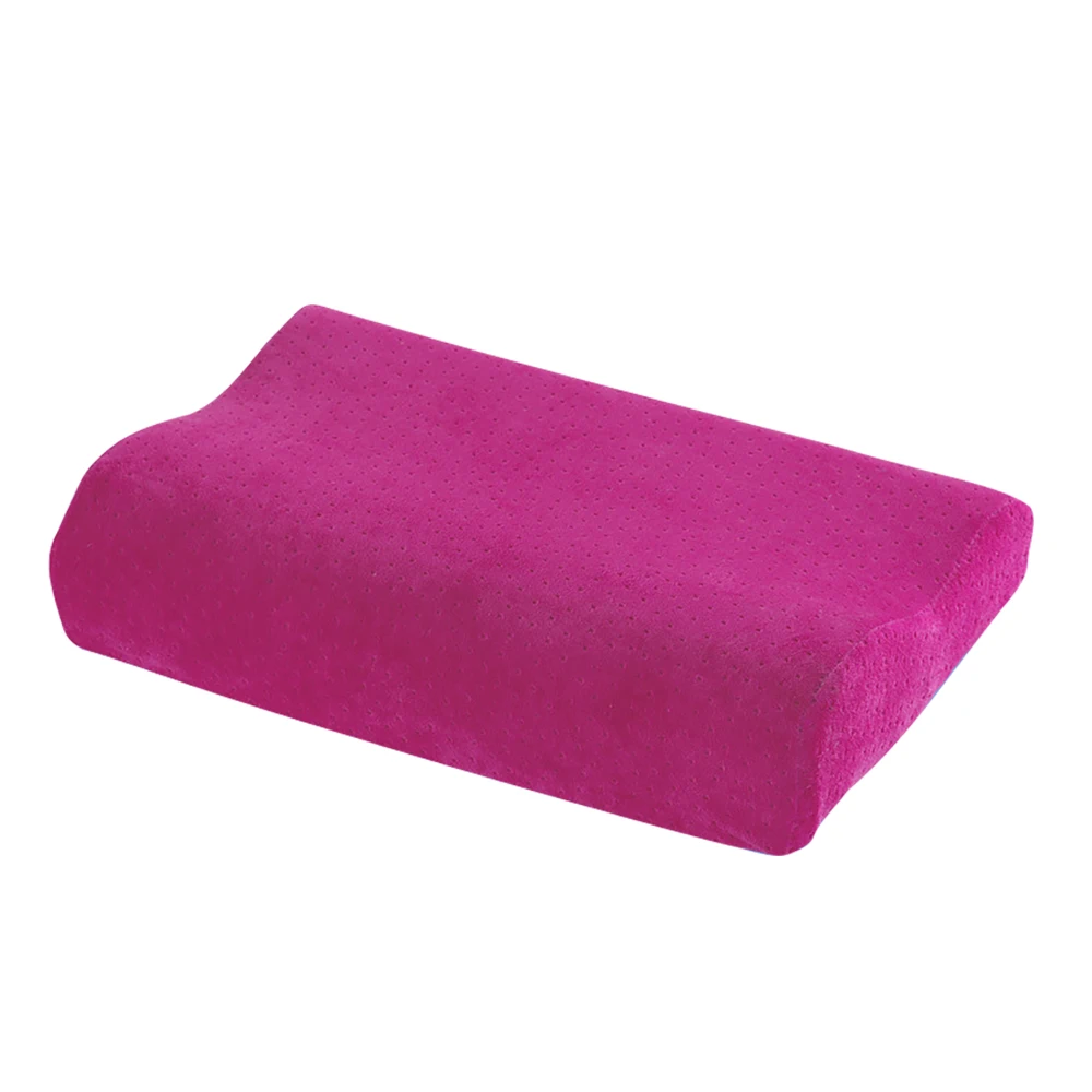 50x30x10-7cmrose red Подушка из пены с эффектом памяти для взрослых, защищающая шею, с однотонной бархатной наволочкой для спальни, шейки матки, забота о здоровье, улучшенный мягкий сон - Цвет: 50x30x10-7cmrose red