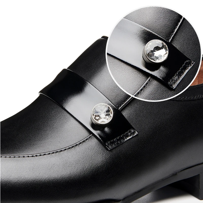 2019 Classic Design Man Casual Shoes Genuine Leather Rhinestone Loafers Round Toe Men's Handmade Wedding Party Flats SS465 | Обувь