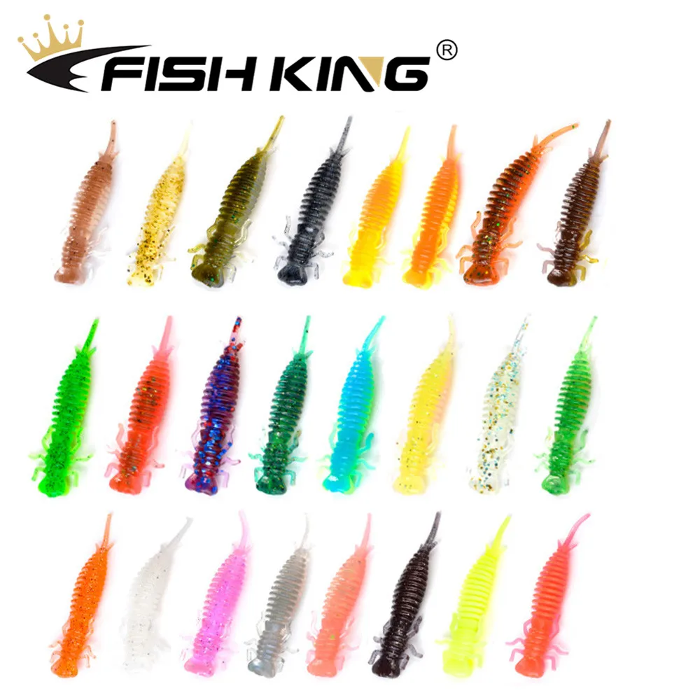 FISH KING Larva мягкие приманки 50 мм 76 мм 89 мм Искусственные приманки рыболовный червь силиконовые Гольян бас Щука Swimbait джигггинг пластиковые приманки
