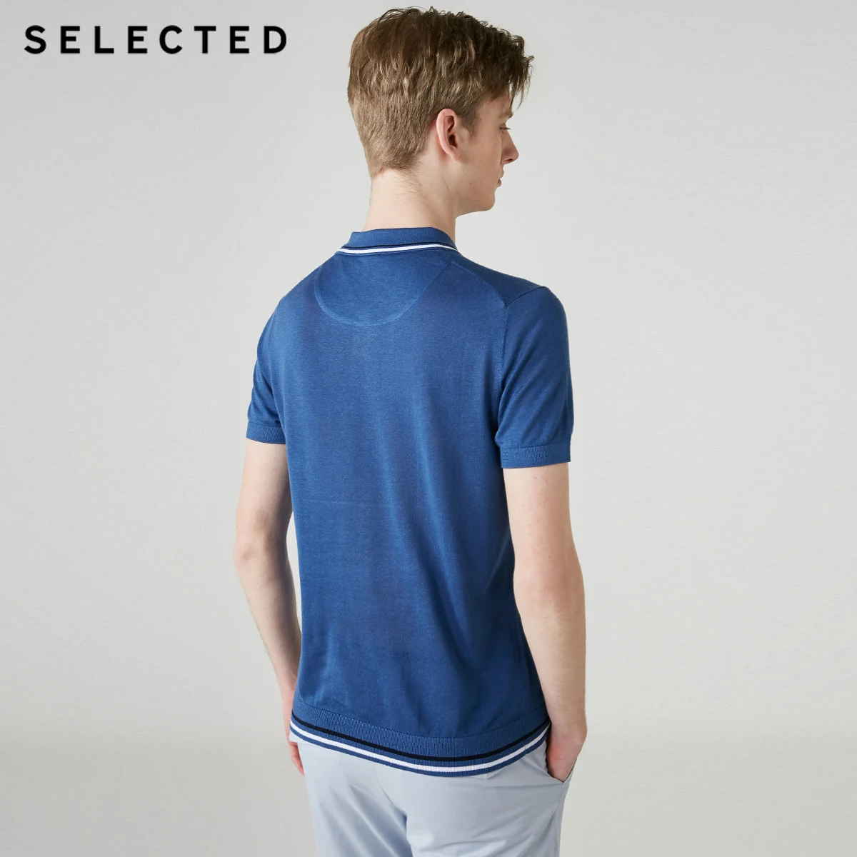 Мужская Летняя шелковая рубашка с отложным воротником коротким рукавом 419206509 |