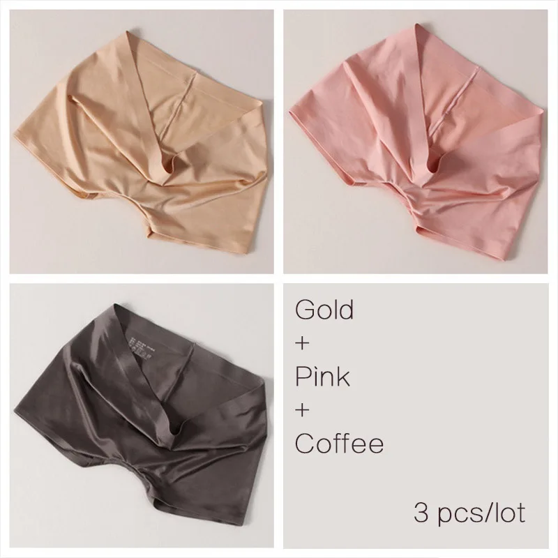 Gold Pink Coffee DULASI бесшовные шелковые сексуальные трусики Нижнее белье Женские трусы 3 шт./лот дышащие трусики женские трусы дамское Сексуальное белье - Цвет: Gold Pink Coffee