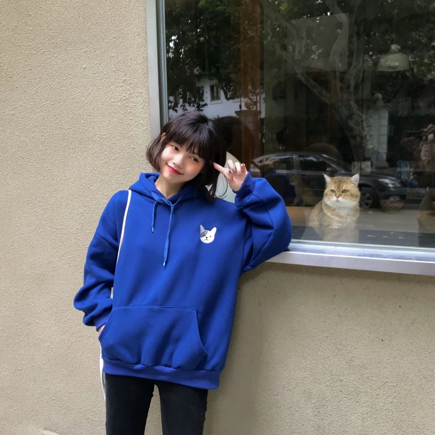 Женская Толстовка harajuku розовая толстовка с вышитым щенком из мультфильма