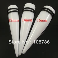 60cslot 12mm 14mm 16mm mix 3 big size white acrylic ear piercing tapers ear expander flesh tunnel free shipping