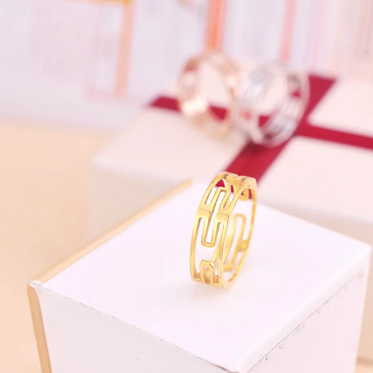 Fashion Jewelry Openwork Square Rose Gold Titanium Steel Ring love rings for women gift | Украшения и аксессуары