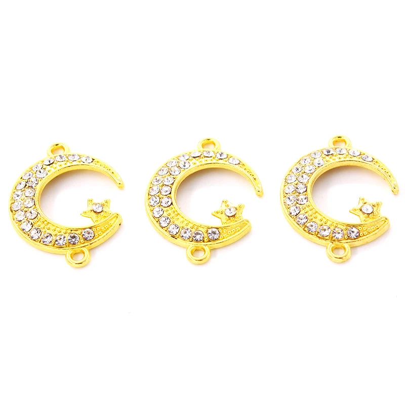 Semitree 10pcs/lot 24mm Rhinestone Gold Star Moon Connectors for DIY Bracelets Exquisite Charms Jewelry Making Accessories | Украшения и