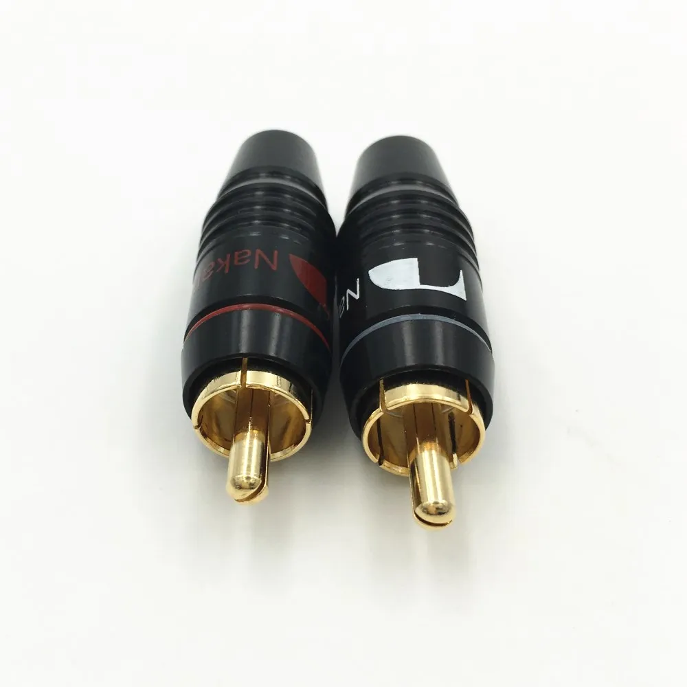 10 шт. латунный штекер RCA Nakamichi аудиокабель позолоченный коннектор черного цвета