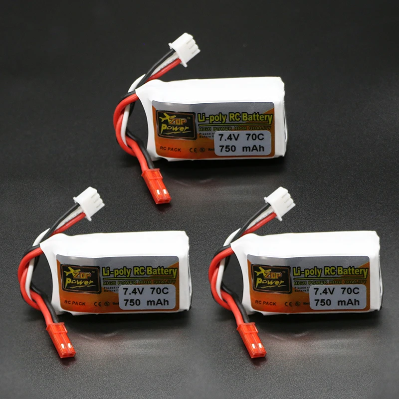 5 шт ZOP Мощность lipo Батарея 7.4 В 750 mAh 70c 2 S JST Разъем для RC Quadcopter Drone вертолет