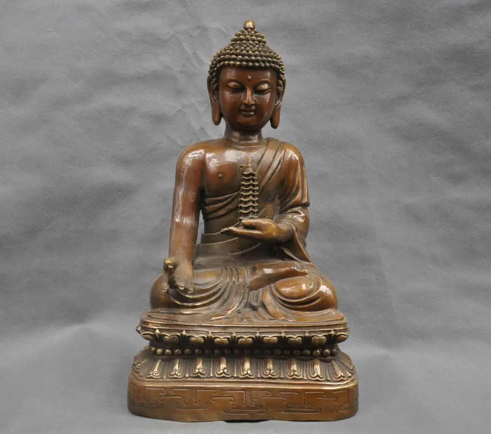 18 &quotКитай Буддизм Сидеть Будда Шакьямуни Бронзовая Статуя # #|statue bronze|statue chinastatues