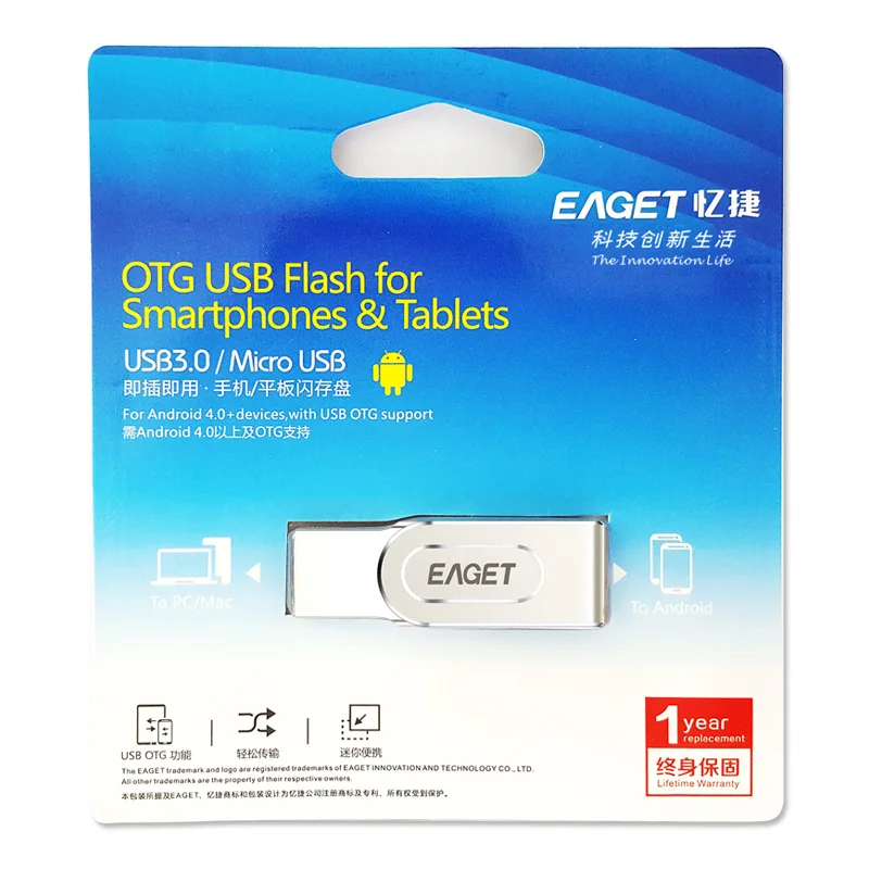 Eaget USB 3 0 64 Гб флэш накопитель Micro Usb OTG Флешка 16 32 металлический U диск для