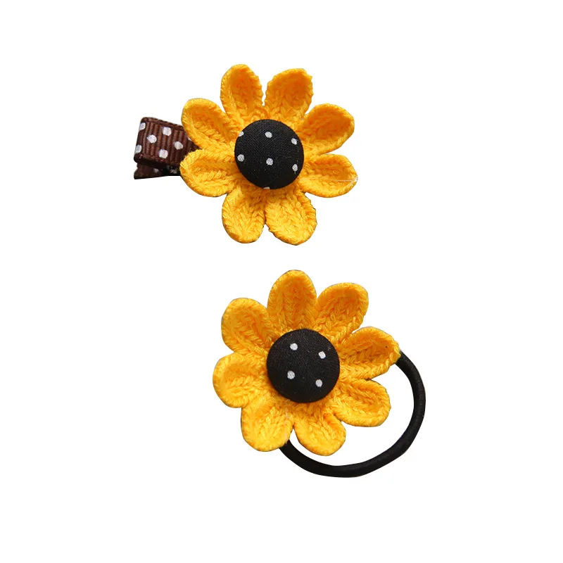 

one pair hairband and hairpins Children hair clip hair ring girl hair jewelry baby hair band girl sunflower flower hair rope