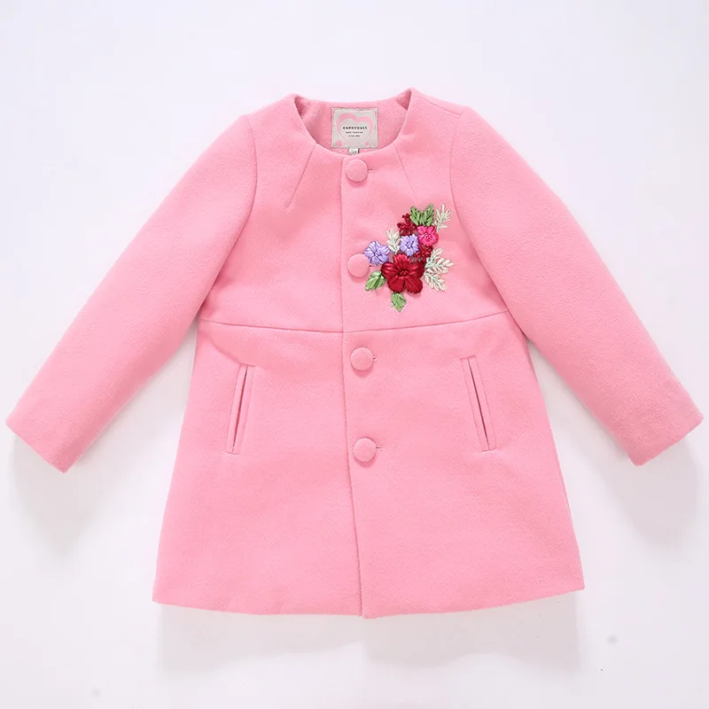 

Warm Winter Girls Coat Solid Color Pink Wool Outwear Children Winter Coat 2021 Girls Clothes For 3 4 6 8 10 12 Years RKC176003