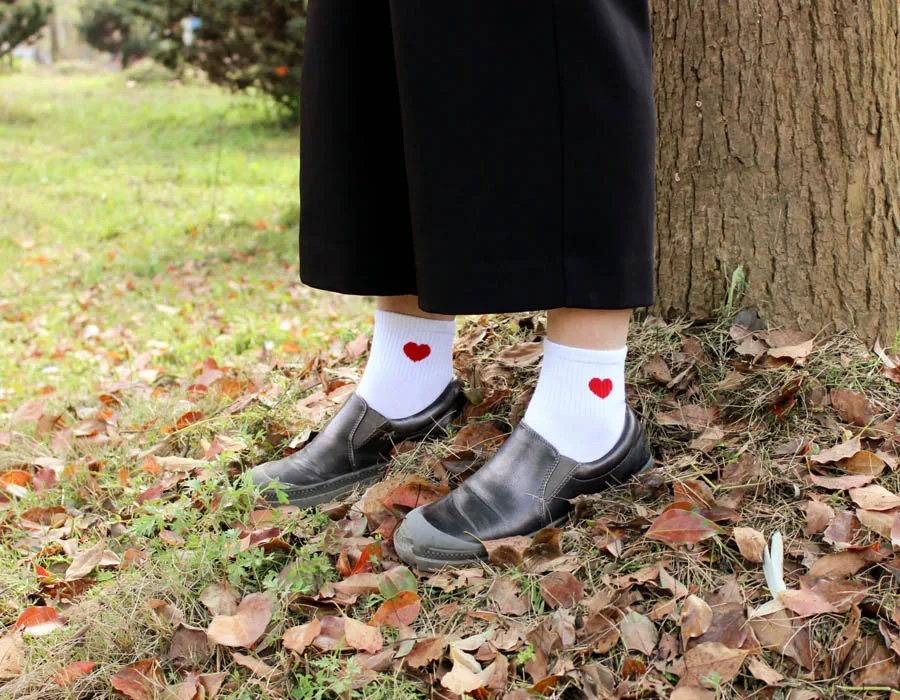 [Cospacool] вышитый конверт в форме сердца Однотонные Женские Носки с рисунком Милые