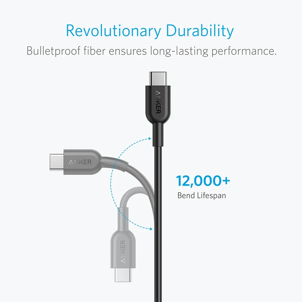 Кабель Anker PowerLine II USB C к 2 0 (6 футов) IF сертифицирован с электроснабжением для MacBook iPad
