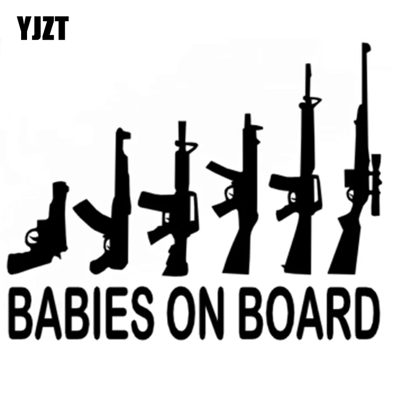 YJZT 12 7 см * 10 виниловые наклейки с надписью Baby ON BOARD MY GUN черного/серебристого