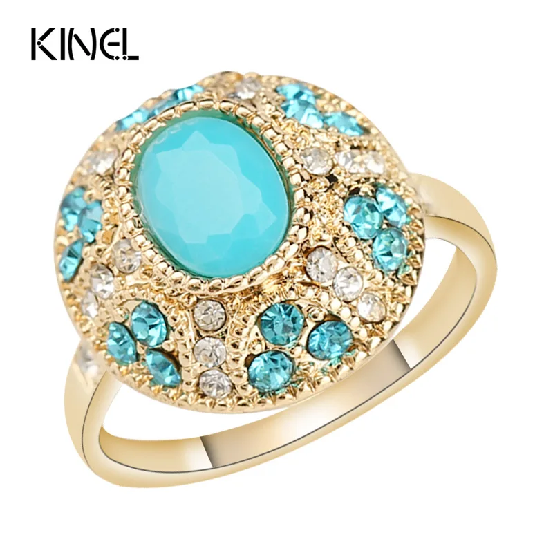 Женское кольцо с кристаллами серое античное золотистое мозаикой Ювелирное